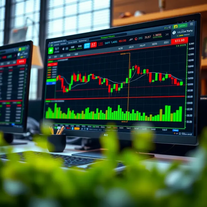 Graph showing forex trading charts and market trends on a computer screen in South Africa