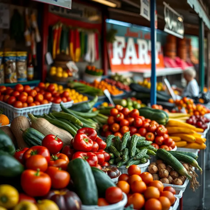 Fresh fruits and vegetables displayed at a vibrant market stall in Somerset West