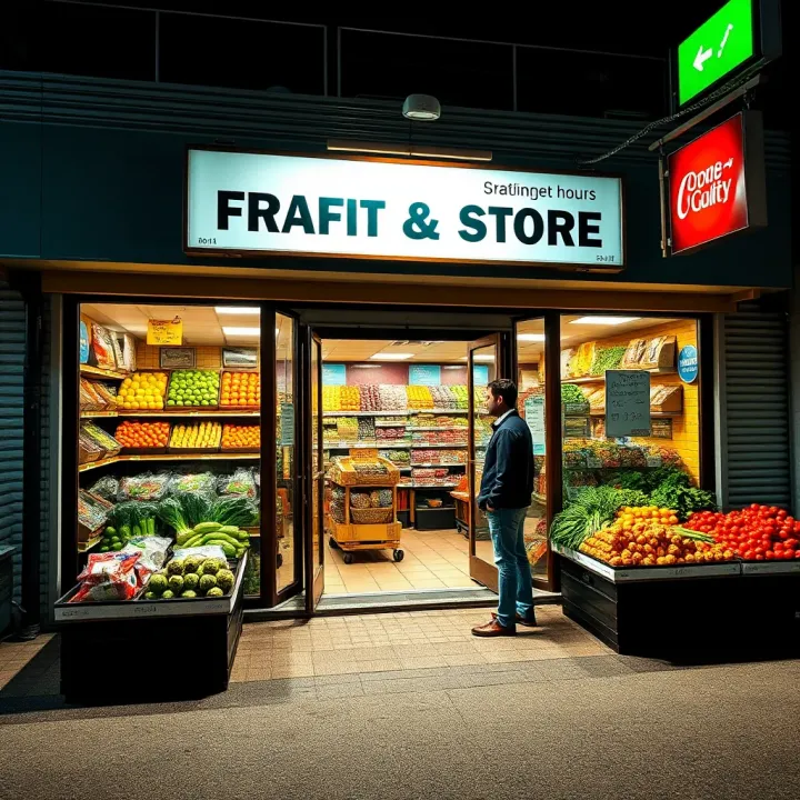 Local Grocery Store Trading Hours in Somerset West Exterior view of a local grocery store in Somerset West with open doors and visible produce inside