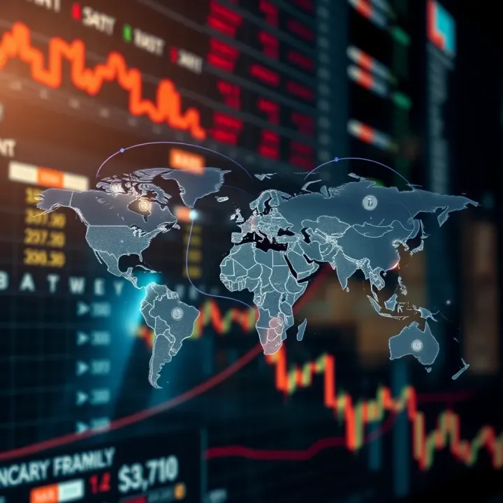 Conceptual illustration of global events impacting forex markets with interconnected world map and financial symbols
