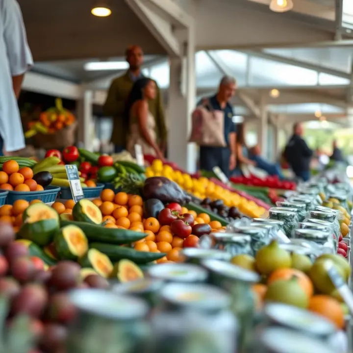 Fresh fruit and vegetable market stall with colorful produce in Knysna