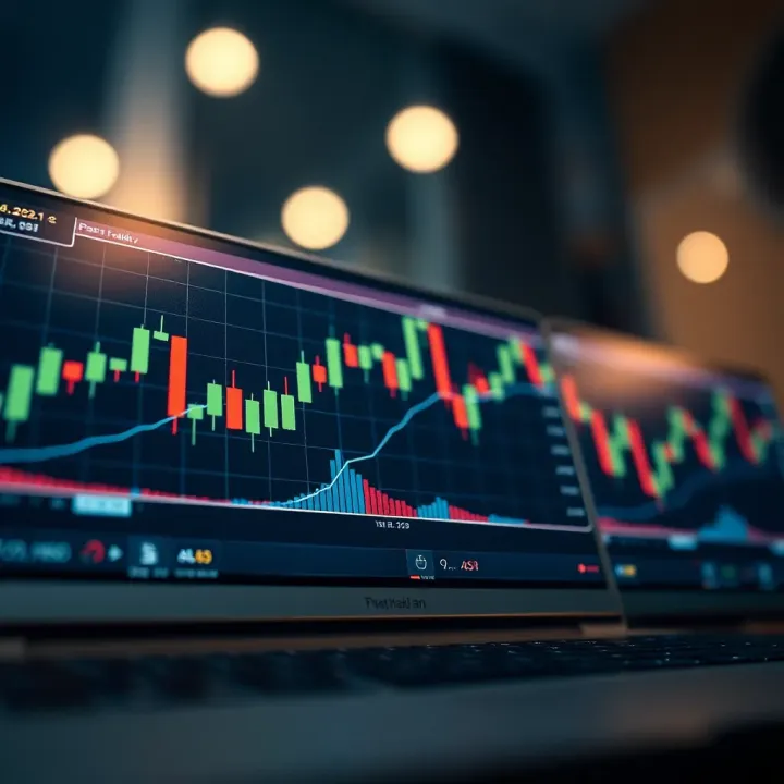 Currency Pair Trends and Candlestick Patterns Graph showing currency pair trends with candlestick patterns on a trading platform