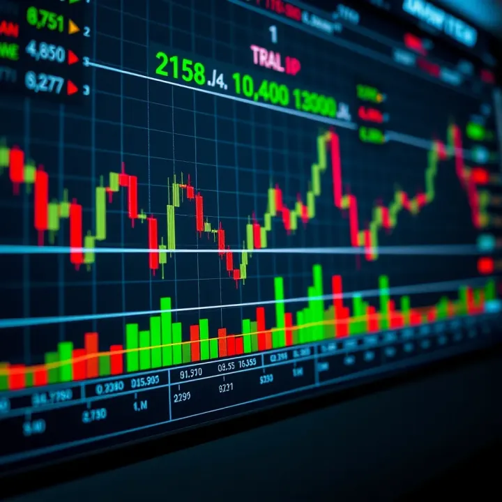 Chart displaying rapid binary options trades with candlestick patterns and indicators