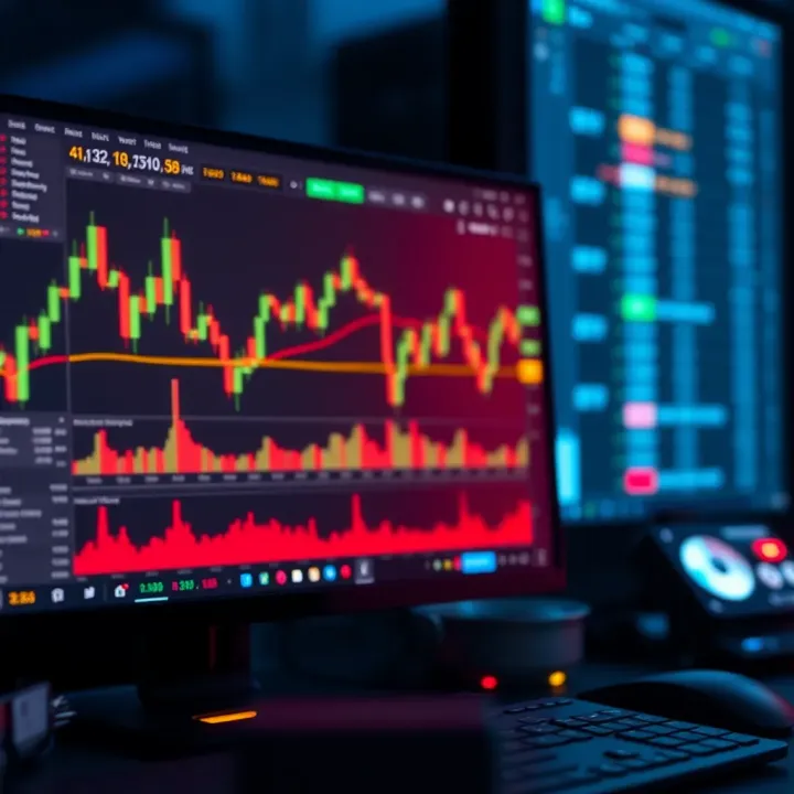 Computer screen displaying forex trading charts and educational video tutorial
