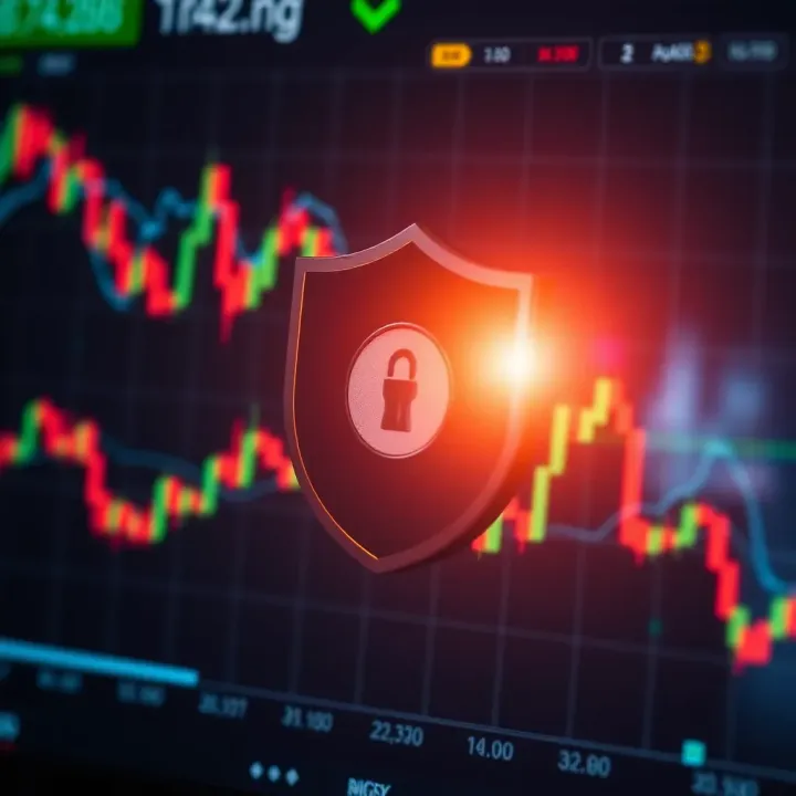 Security shield symbol with a digital background representing safe forex trading software