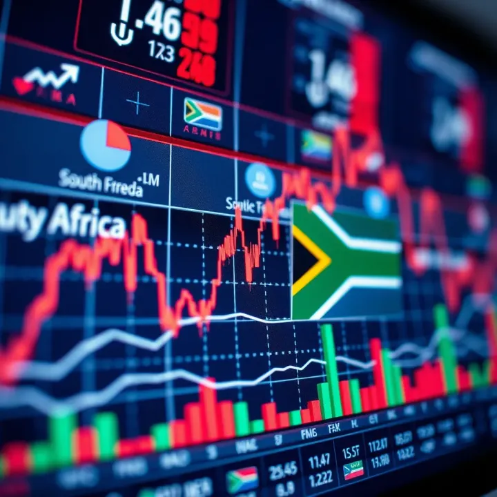 Graph depicting rising forex market trends and currency exchange rates in South Africa