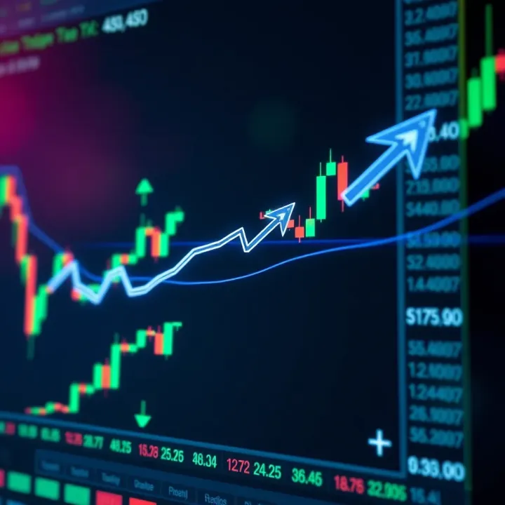 Diagram illustrating binary options trading concept with digital arrows pointing up and down over a financial chart