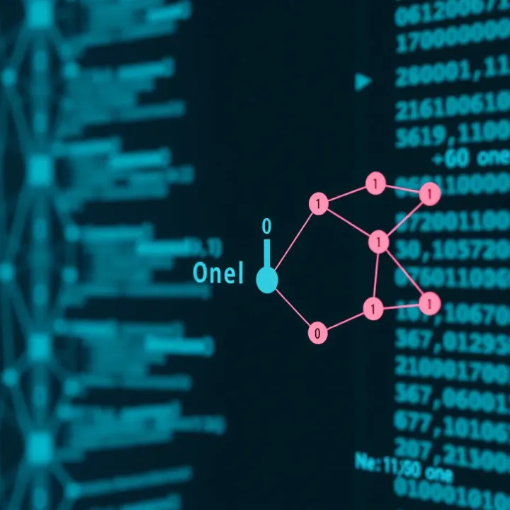 Diagram illustrating binary programming with nodes representing choices of zero or one