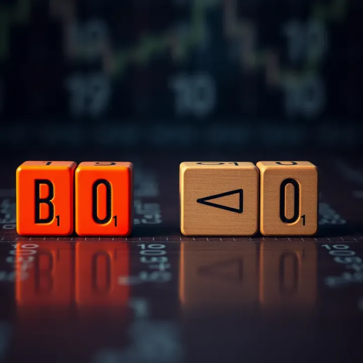 Illustration of conversion between binary and decimal numbers with arrows and number blocks