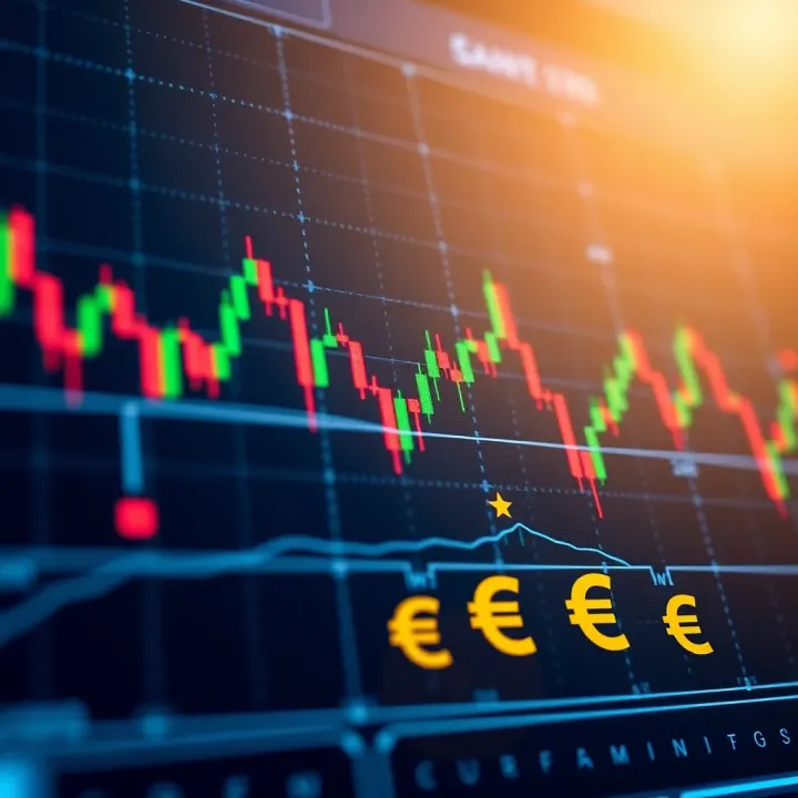 Digital interface displaying binary option trading charts and South African currency symbols