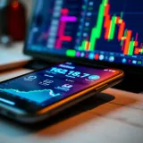 Mobile device showing financial graphs with a focus on regulatory compliance icons for South Africa