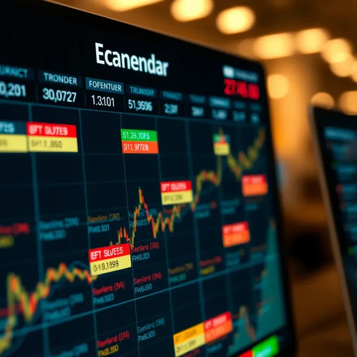 Detailed view of a forex economic calendar displaying upcoming economic events and their impact levels