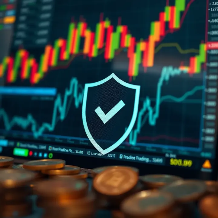 Visual depiction of secure trading practices with shield and checkmark icons