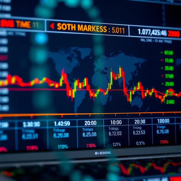 Visual representation of forex trading sessions aligned with South African Standard Time showing global market activity periods
