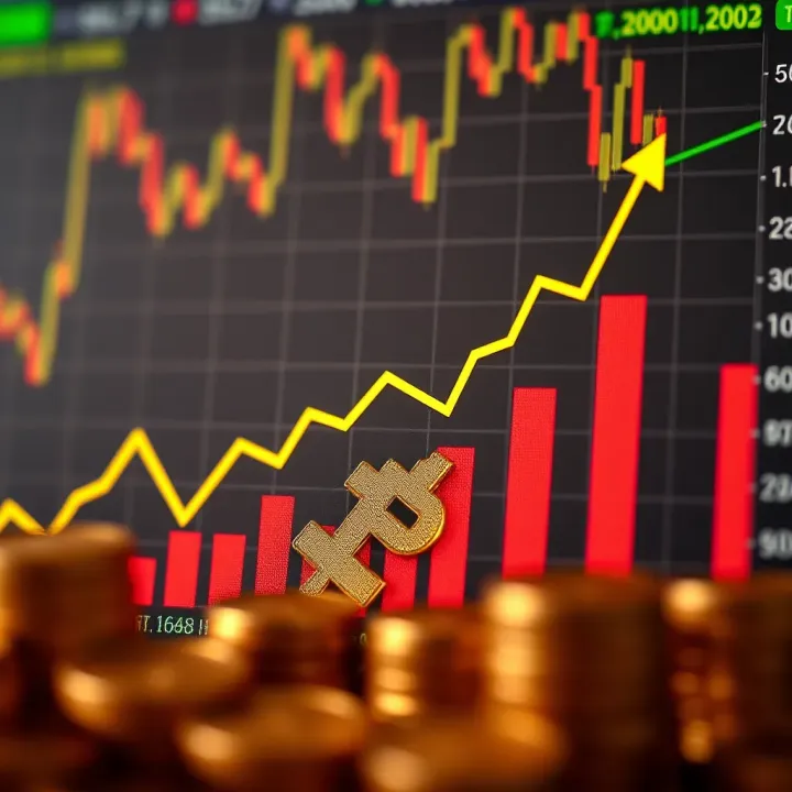 Graph showing upward trend in forex trading profits with South African tax symbols
