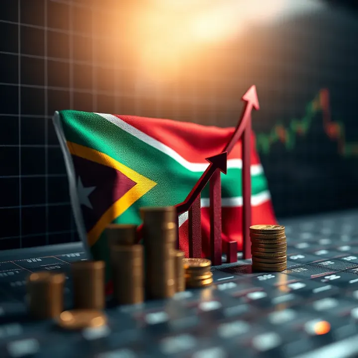 Graph showing upward trend in forex trading profits with South African flag