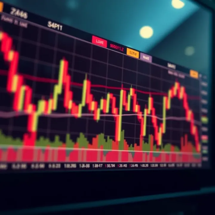 Graph showing currency pair price movements with technical indicators