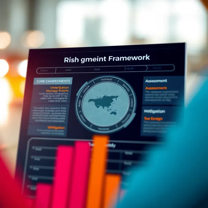 Diagram illustrating components of a comprehensive risk management framework including identification, assessment, and mitigation