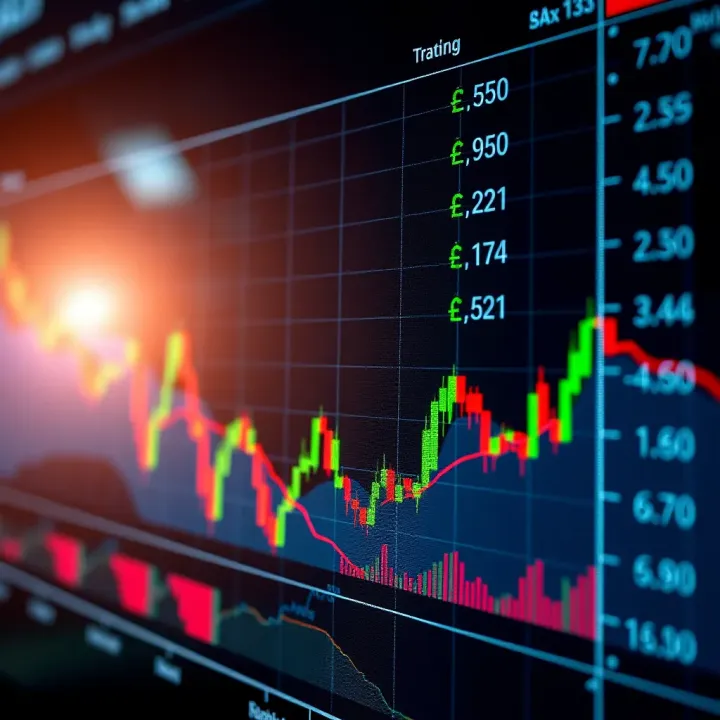 Graph displaying forex trading signals with fluctuating currency exchange rates