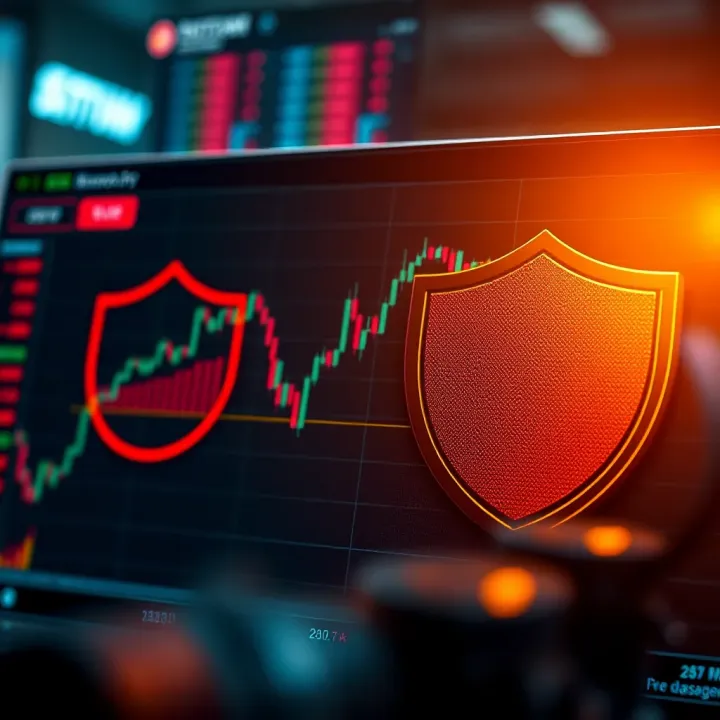 Conceptual graphic showing risk management strategy in trading with bonus funds, including charts and protective shields
