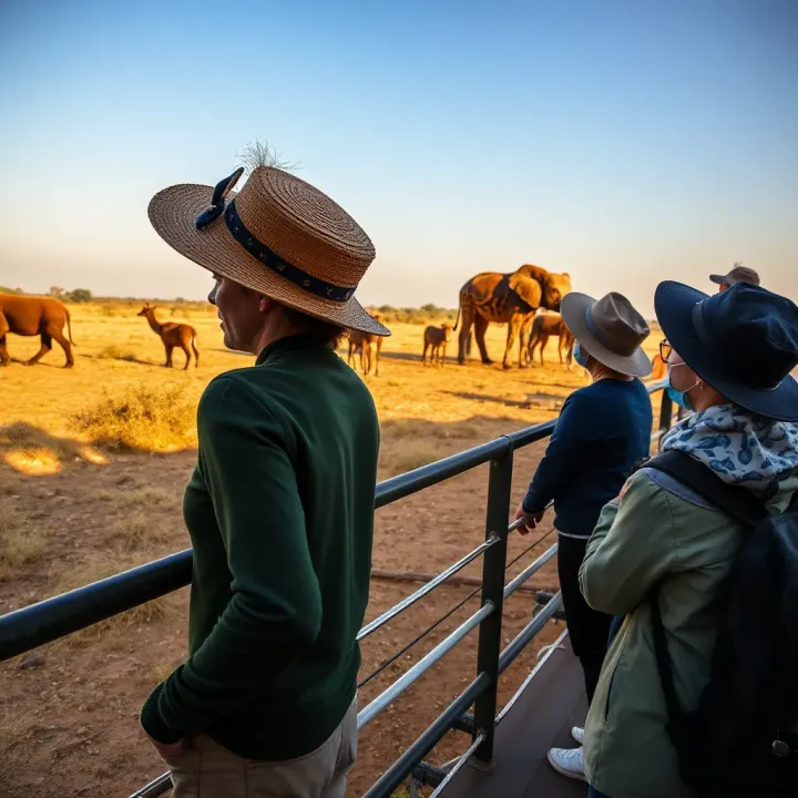 Visitors observing animals in their natural habitat within a protected wildlife park