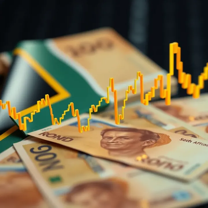 Graph showing gold price fluctuations in the forex market against the backdrop of South African Rand